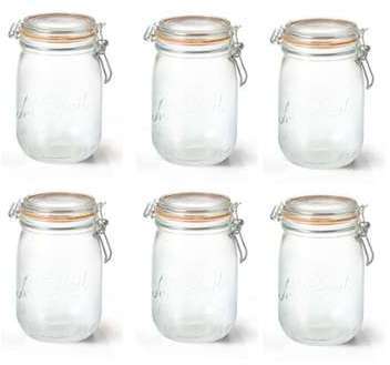 Lot de 6 bocaux hermétiques en verre 0,75L joint 8