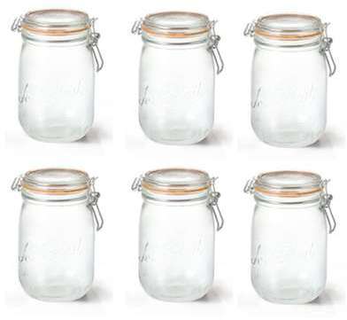 Lot de 6 bocaux hermétiques en verre 1L joint 85mm