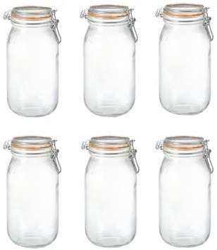 Lot de 6 bocaux hermétiques en verre 2L joint 85mm