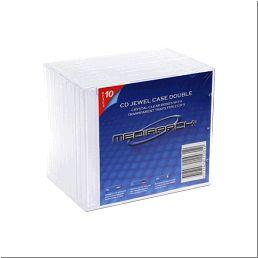 PACK 10 BOITIERS CD JEWELBOX STD 2 CD TRANSPARENTS