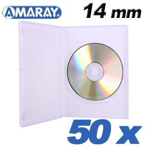 Boitiers DVD Amaray 15 mm blanc - 50 pièces