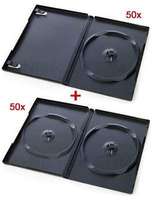 Boitiers DVD paquet combiné 100 (50 x 1 DVD + 50 x