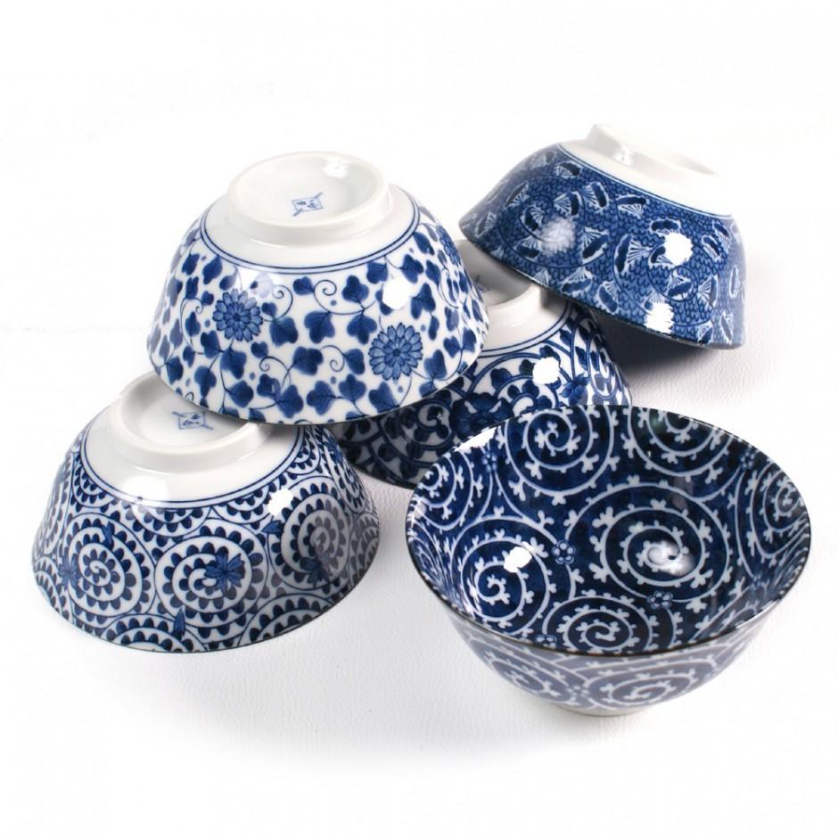 Set de 5 bols à soupe Donburi en céramique japonai