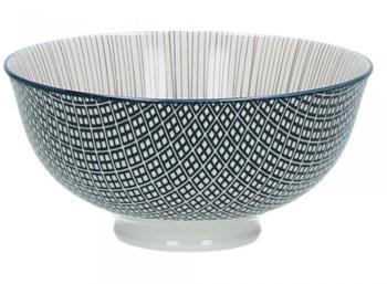Bol en porcelaine imprimé à motif et liseré constrasté Bol en porcelaine imprimé