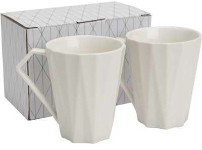 Coffret 2 mugs blanc en porcelaine