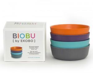 BIOBU BY EKOBO Lot de 4 Bols pour Bébé en Bambou -