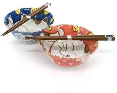 Set de 2 bols de riz traditionnels japonais avec i