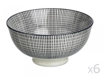 Bol en porcelaine imprimé rayé noir et blanc - Lot