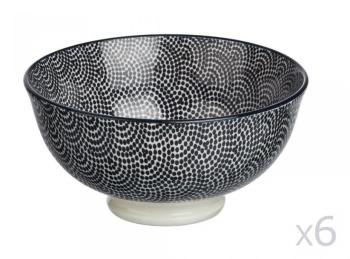 Bol en porcelaine imprimé pois noir et blanc - Lot