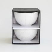 Bols en porcelaine blanc à motifs - Coffret de 2 p