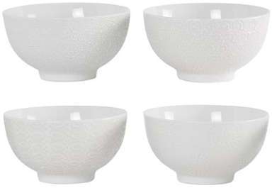 Bols en porcelaine blanche motifs en relief (par 4