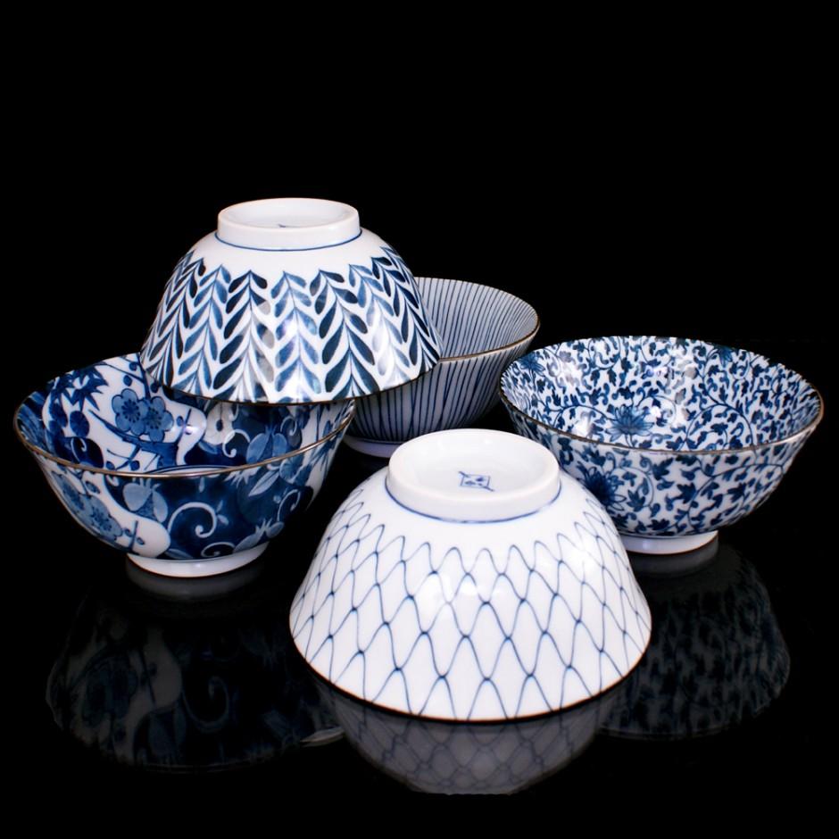 Set de 5 bols à soupe Donburi en céramique japonai