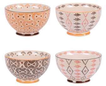 Coffret de 4 bols motifs gipsy coloré 14cm en céramique Coffret de 4 bols motifs gipsy