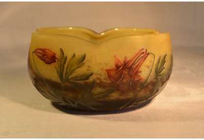 Bol Ancolies Art Nouveau de Daum Nancy, 1910