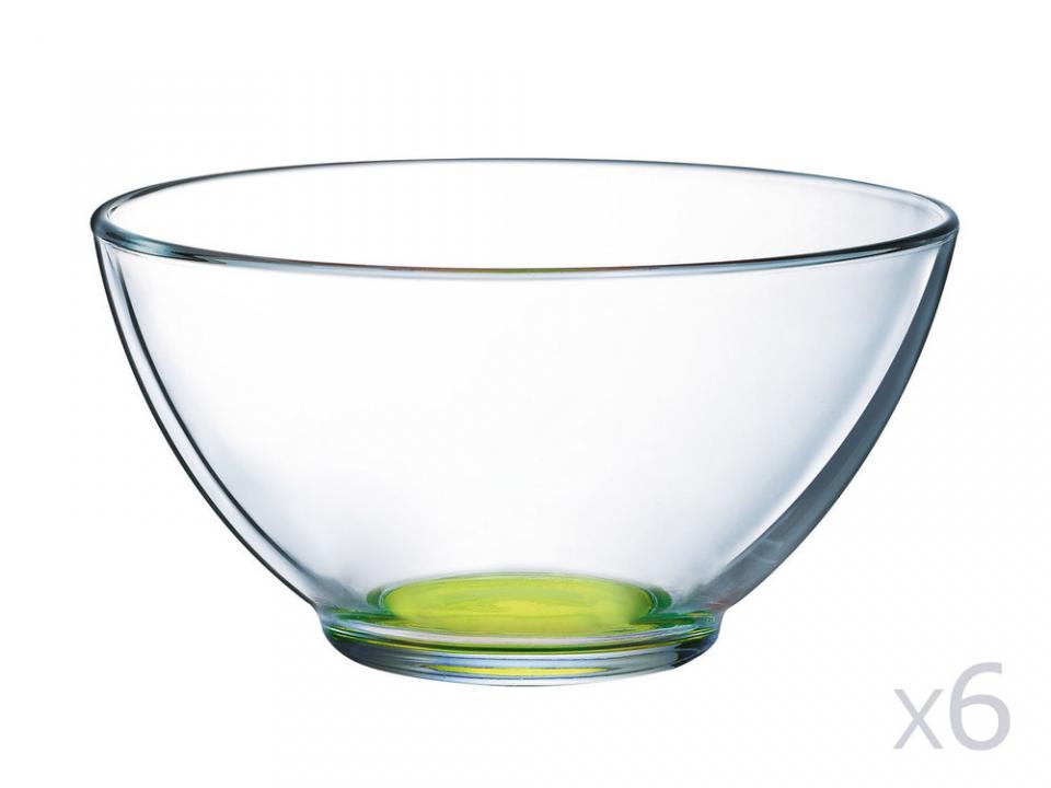 Bol en verre transparent fond coloré 50cl - Lot de