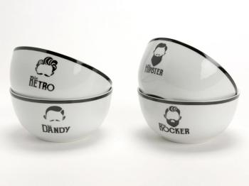 Bol en porcelaine D.14cm motif hommes barbe Hipste