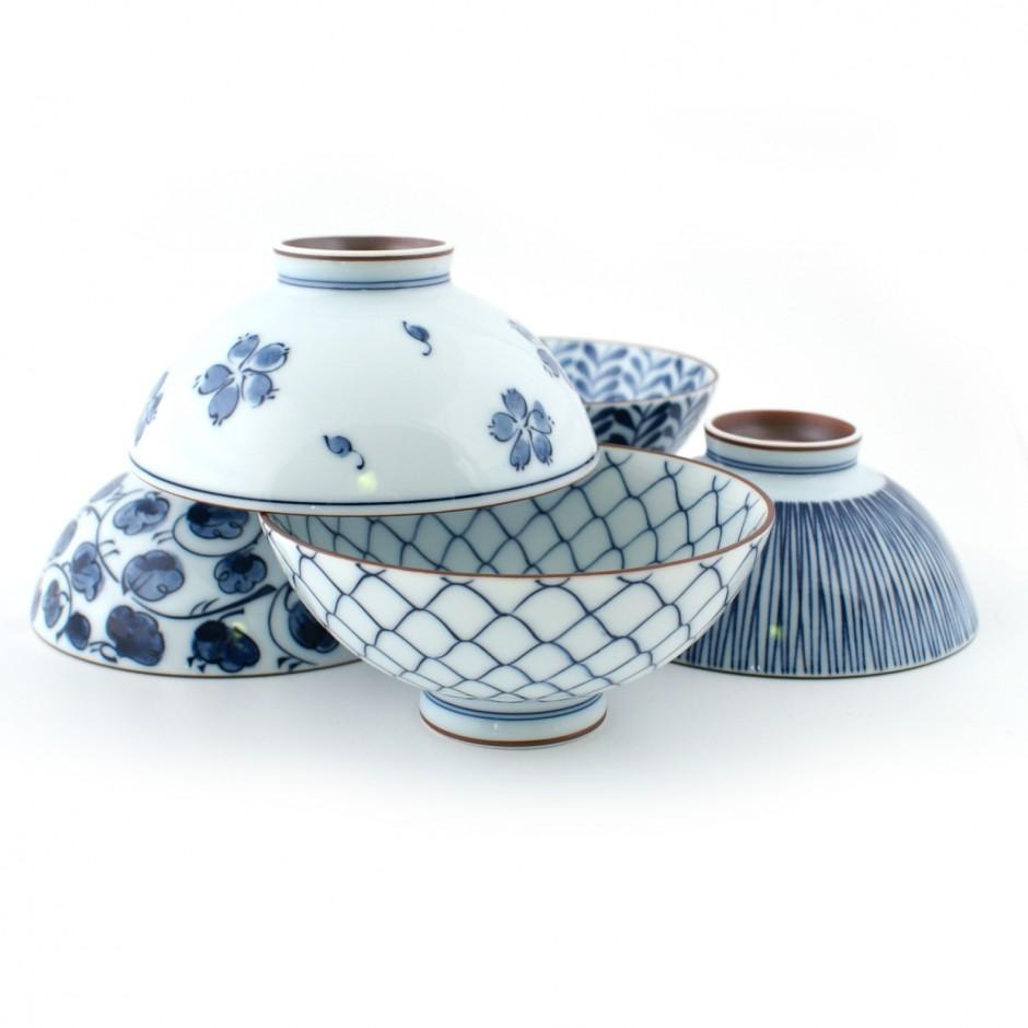 Set de 5 bols à riz chawan en céramique japonaise