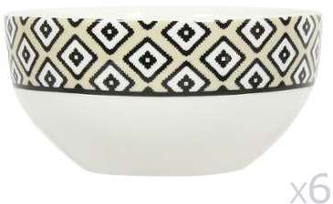 Bol en porcelaine D.14cm motif losange noir / crèm
