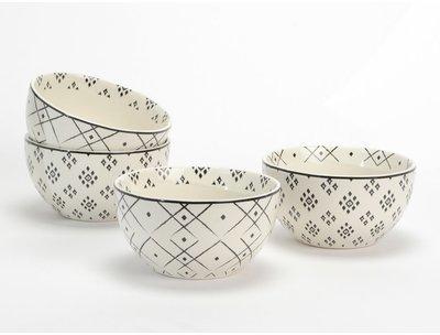 Bol en porcelaine D 14cm motif ethnique noir - Coffret Bol en porcelaine D 14cm motif