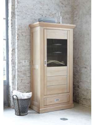 Vitrine 1 porte chêne massif en naturel sablé Bella Vitrine 1 porte chêne massif