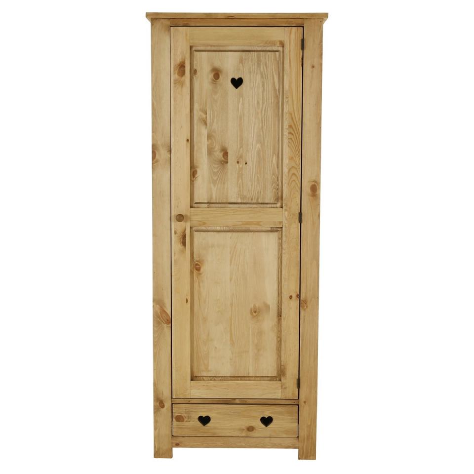 Bonnetière rustique pin massif avec coeur 1 porte