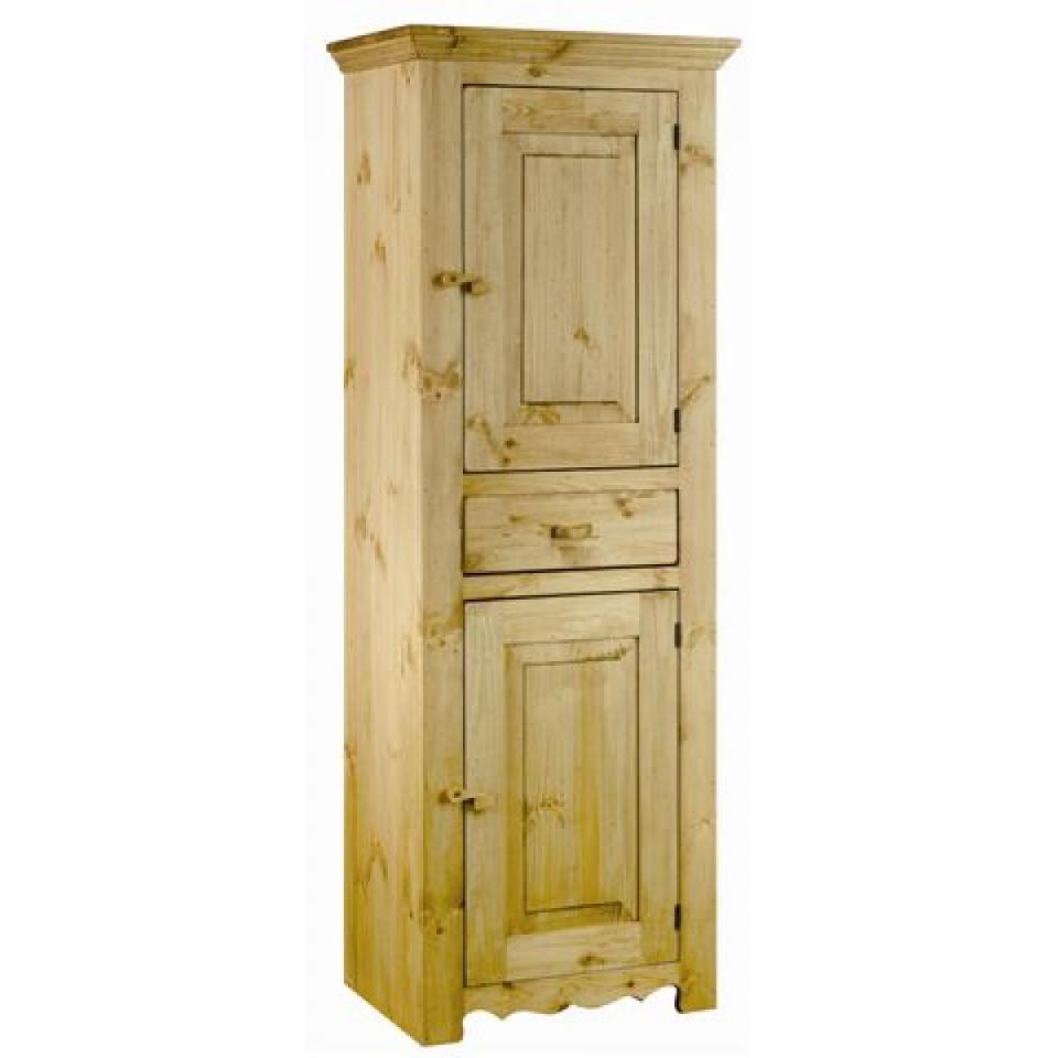 Bonnetière rustique en pin 2 portes + 1 tiroir