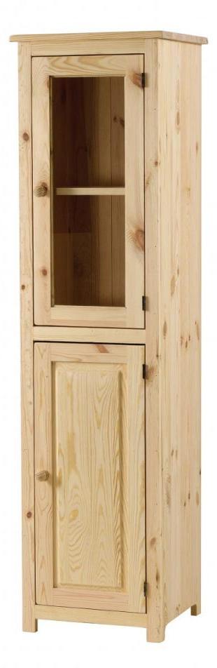 Bonnetière pin massif brut 1 porte + 1 porte vitré