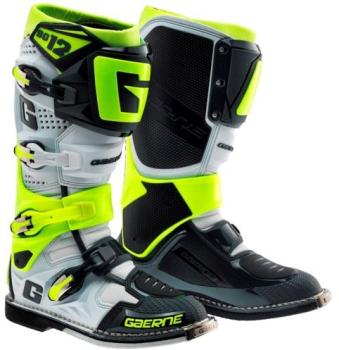Bottes cross GAERNE SG12 Blanc Jaune Gris