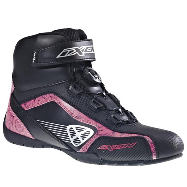 Chaussure moto femme ixon assault noir/rose