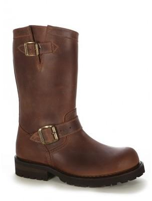 Chaussures moto cuir marron vintage