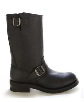 Chaussures moto cuir noir bout coqué