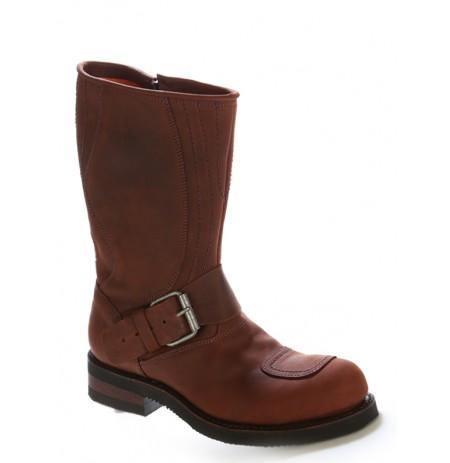Chaussures moto cuir marron bouts coqués renforts