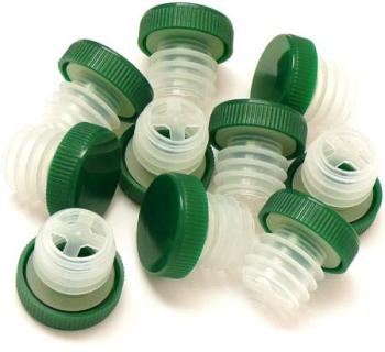 Bouchon et verseur à vin Slow-Flow vert, 100 pièce