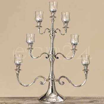 Chandelier 7 flammes 69cm en alu argenté Chandelier 7 flammes 69cm