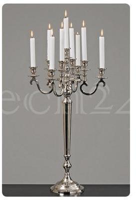 Chandelier 9 flammes Victoria 69cm en alu argenté Chandelier 9 flammes Victoria