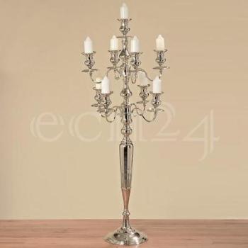 Chandelier 9 flammes Victoria 188cm en alu argenté Chandelier 9 flammes Victoria