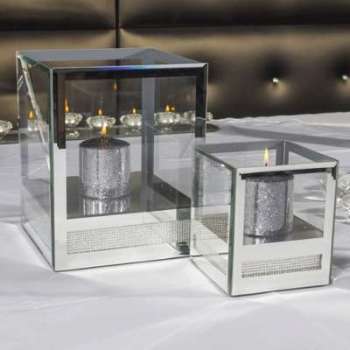 Photophore carré miroir strass