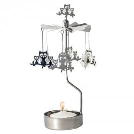 Bougeoir carrousel rotatif - hibou sur branche