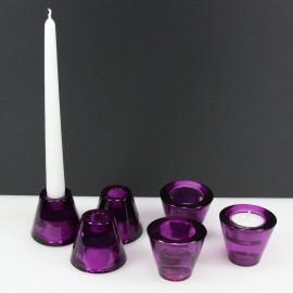 Lot de 6 bougeoirs double fonction Montana violet