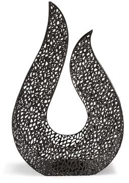 Bougeoir en métal et verre noir style oriental Bougeoir en métal et verre