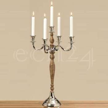 Chandelier à 5 flammes Victas avec du bois 62 cm Chandelier à 5 flammes Victas