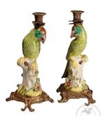 Bougeoir perroquets (la paire)