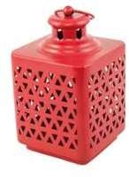 LANTERNE M TAL ROUGE 10X10X17CM LANTERNE M TAL ROUGE 10X10X17CM