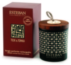 Bougie parfum Rechargeable Teck Tonka ESTEBAN 170