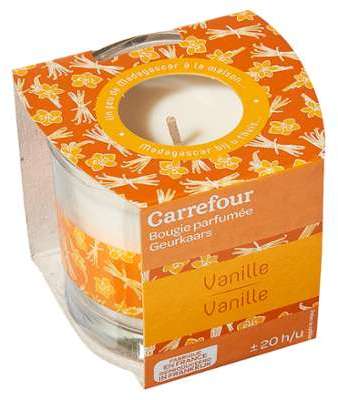 Bougie parfumée vanille Carrefour - la bougie de 100g Bougie parfumée vanille Carrefour
