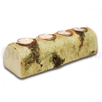 Support de bougie naturel en bouleau - 4 bougies-W