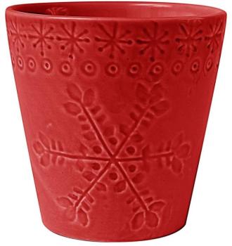 Bougie pot de flocon rouge Hivernal (Lot de 6) Bougie pot de flocon rouge