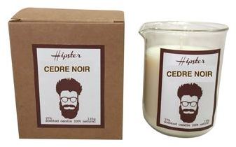 Bougie parfum cèdre noir Hipster (D.6.5xH.9cm)