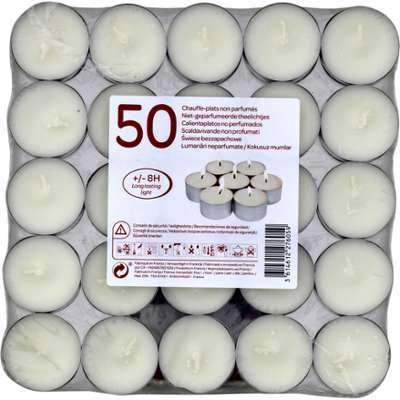Bougies chauffe-plats non parfumés - les 50 pièces Bougies chauffe-plats non