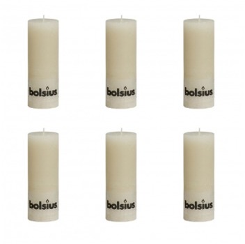 Bolsius Lot de 6 bougies 190 x 68 mm ivoire